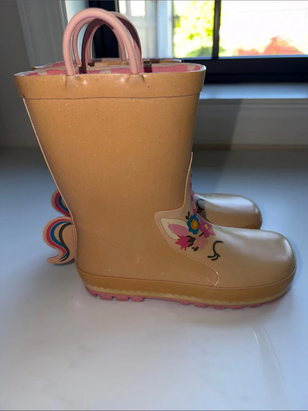 Western Chief Peach and Pink Kids' Unicorn Rain Boots